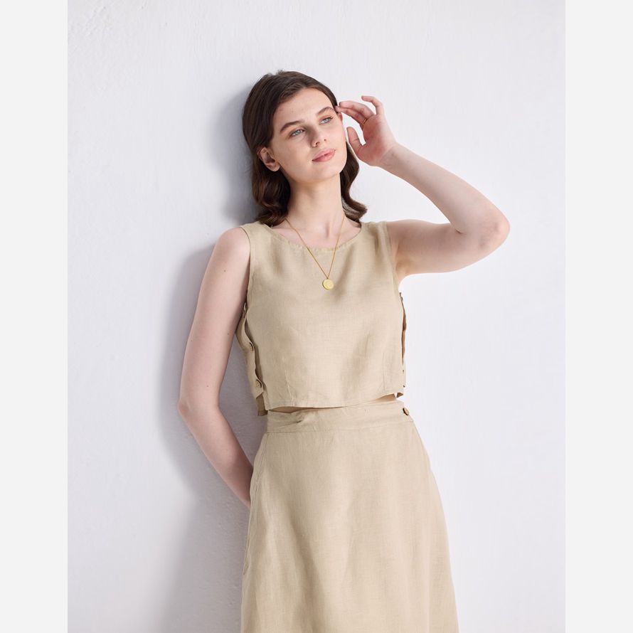 womens madewell reistorᆴ boxy chanvre crop top beige