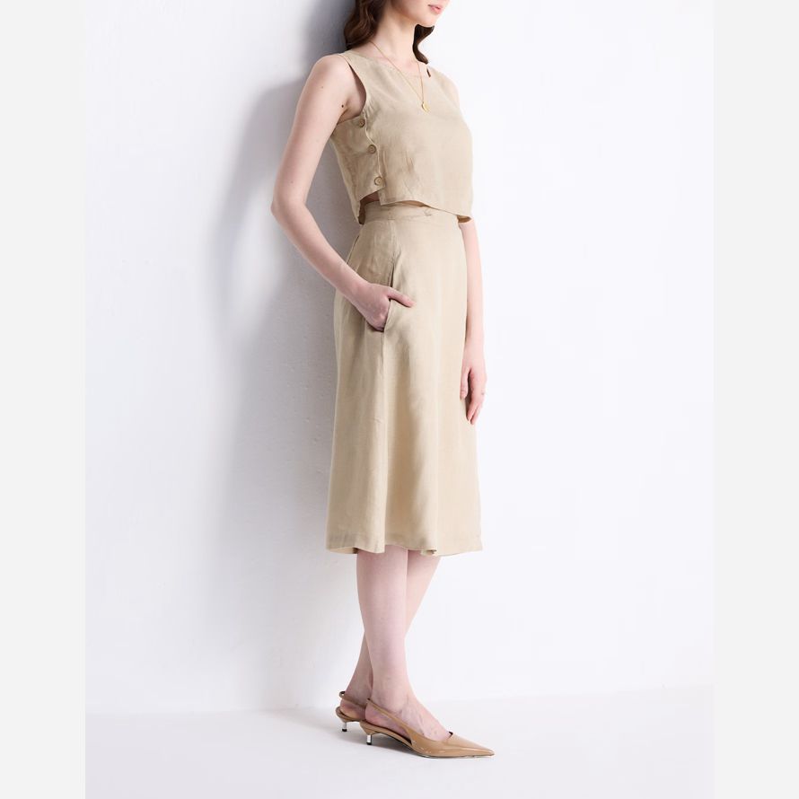 womens madewell reistorᆴ boxy chanvre crop top beige