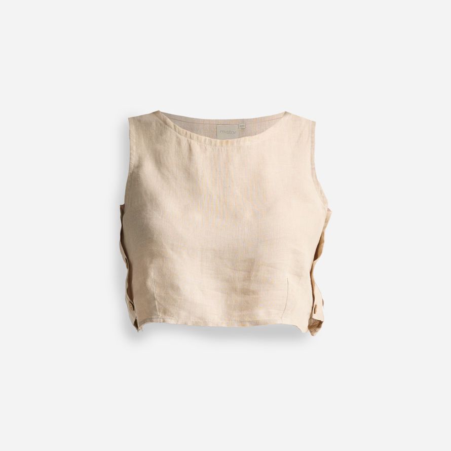 womens madewell reistorᆴ boxy chanvre crop top beige