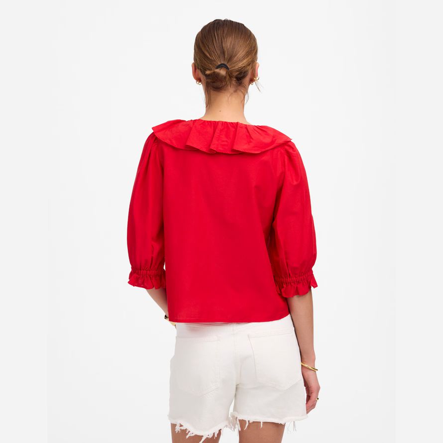 red womens madewell volants y-haut du cou