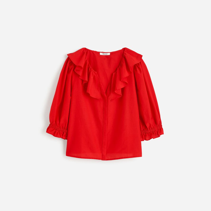 red womens madewell volants y-haut du cou
