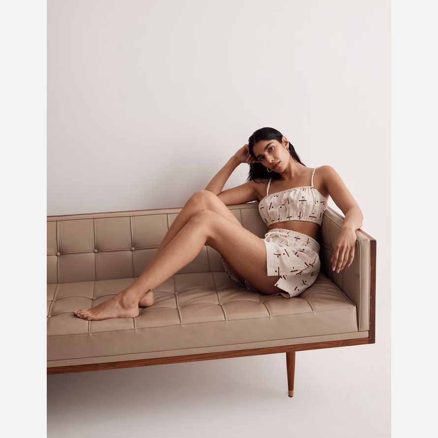 white womens madewell caroline z hurley couverture À bulles crop top