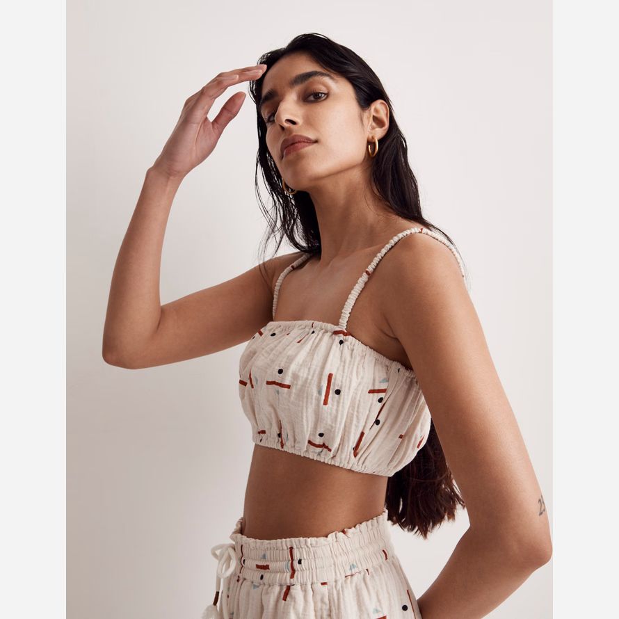 white womens madewell caroline z hurley couverture À bulles crop top