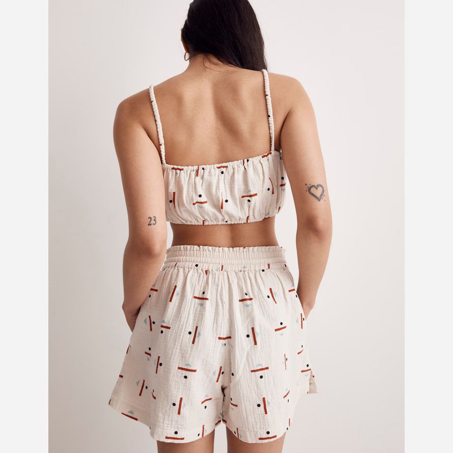 white womens madewell caroline z hurley couverture À bulles crop top