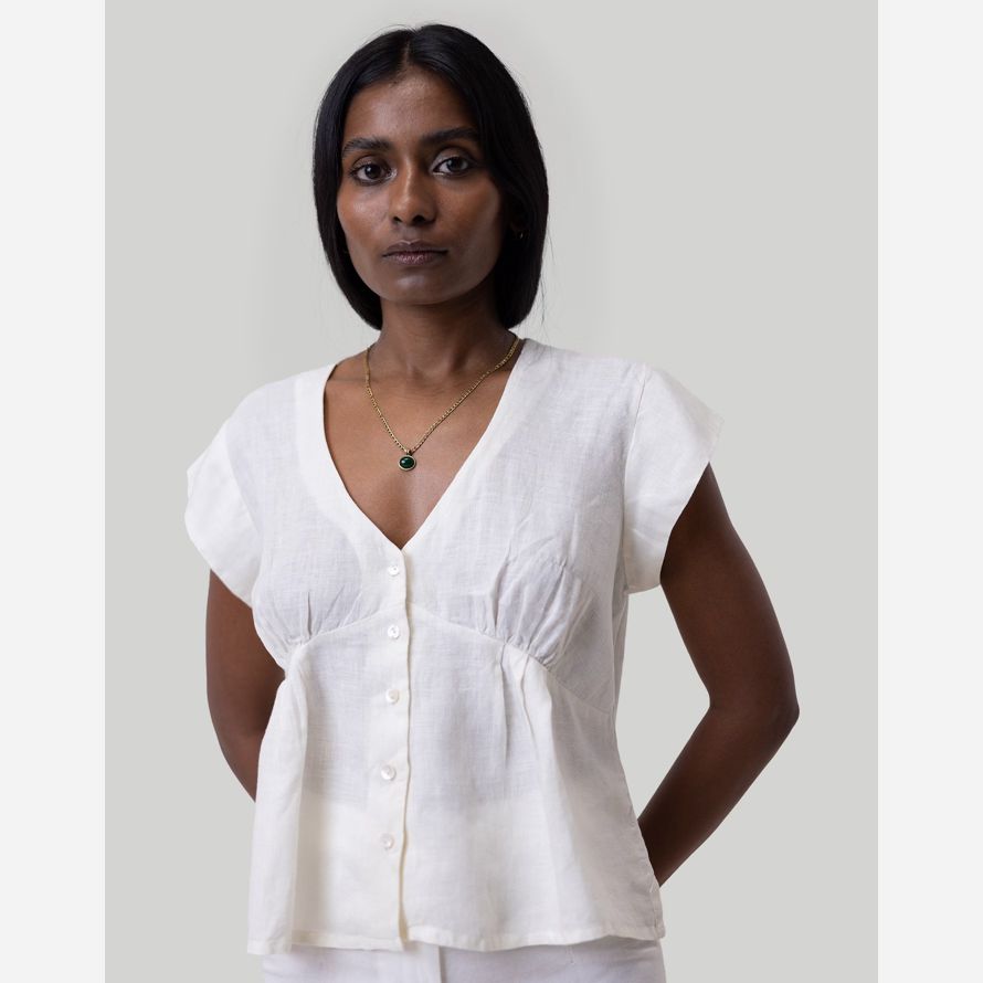 womens madewell reistor deep v-neck top blanc