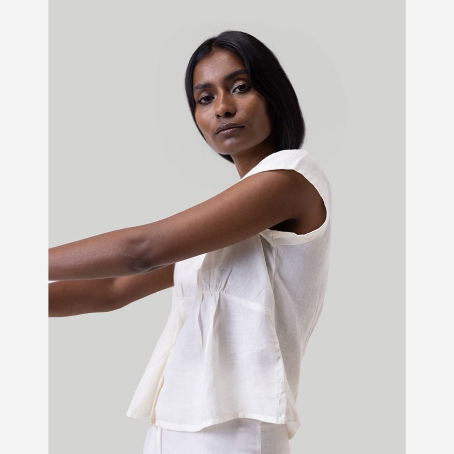 womens madewell reistor deep v-neck top blanc