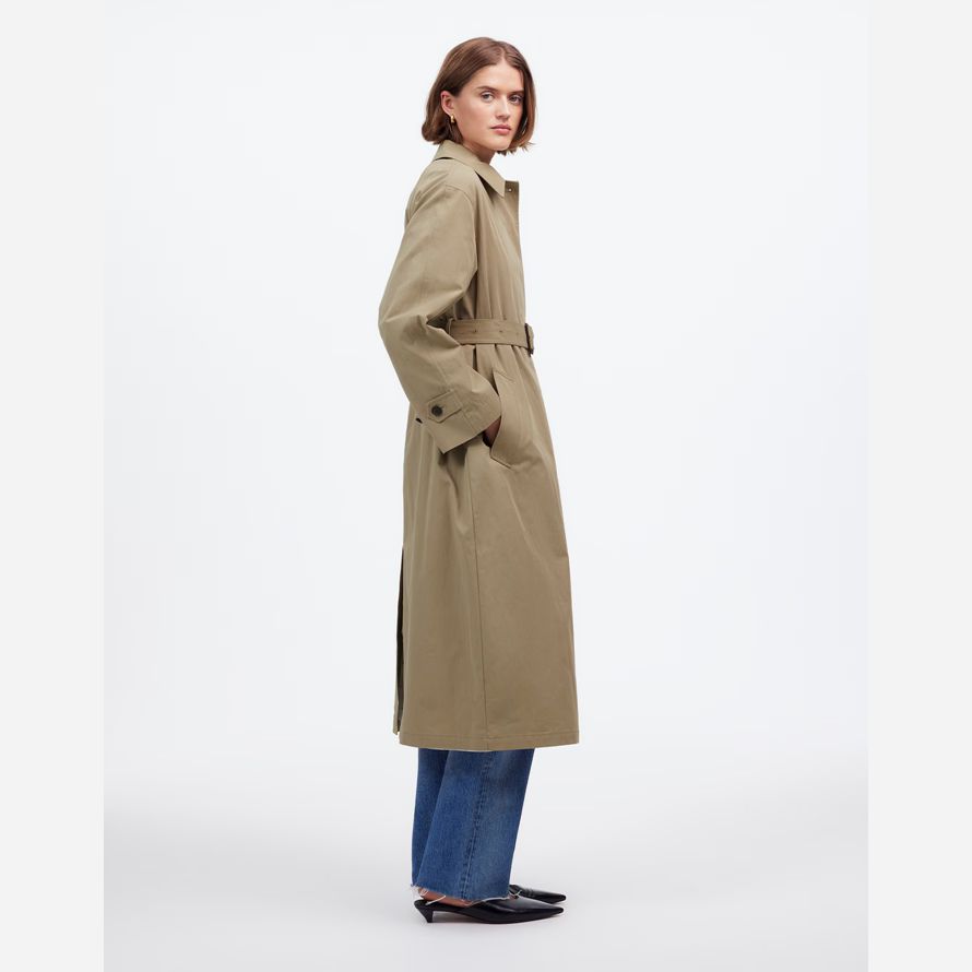 womens madewell single-breasted trench coat kaki