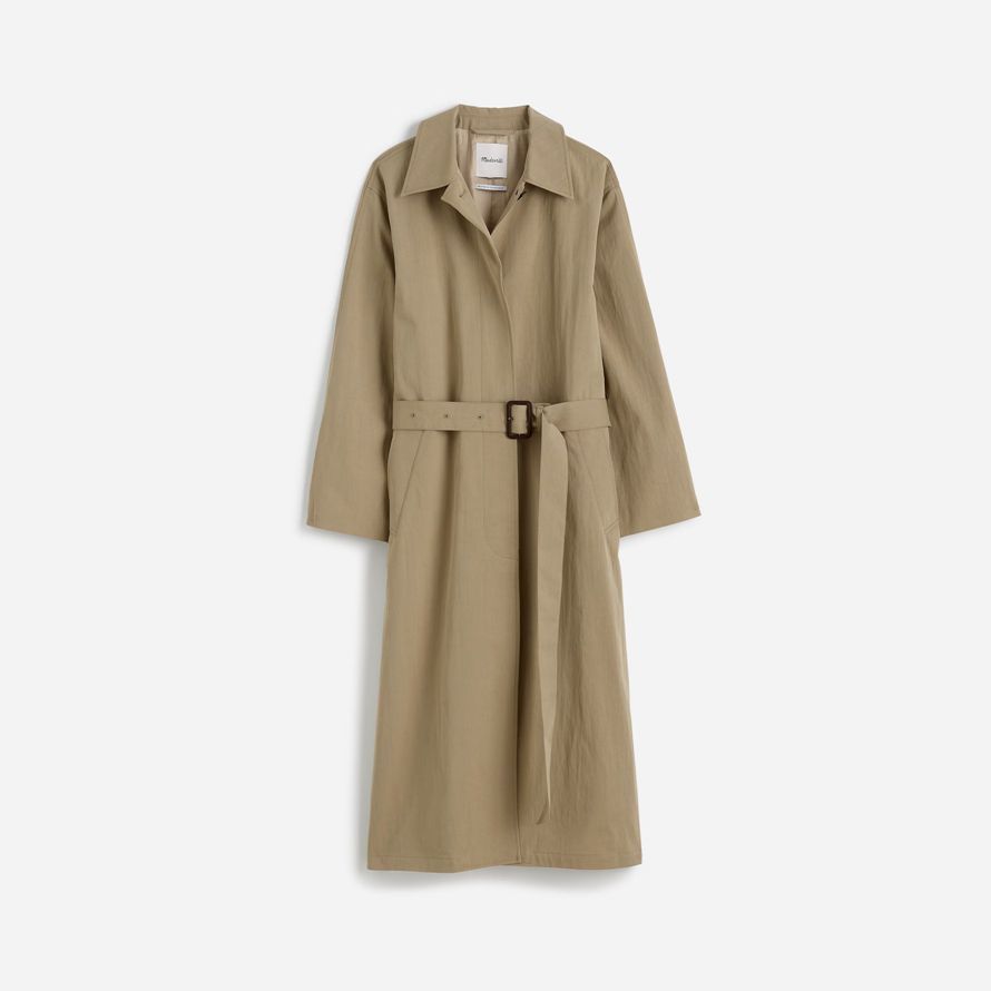 womens madewell single-breasted trench coat kaki