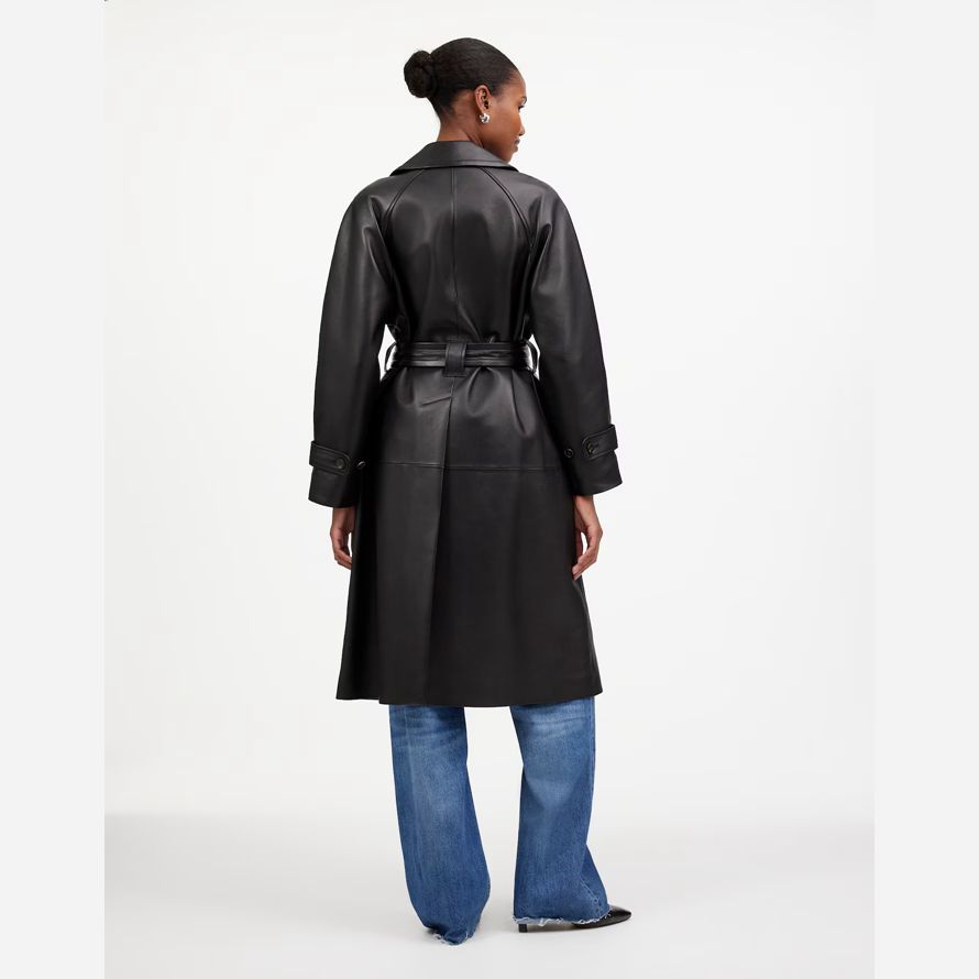 black womens madewell la signature de cuir trench-coat