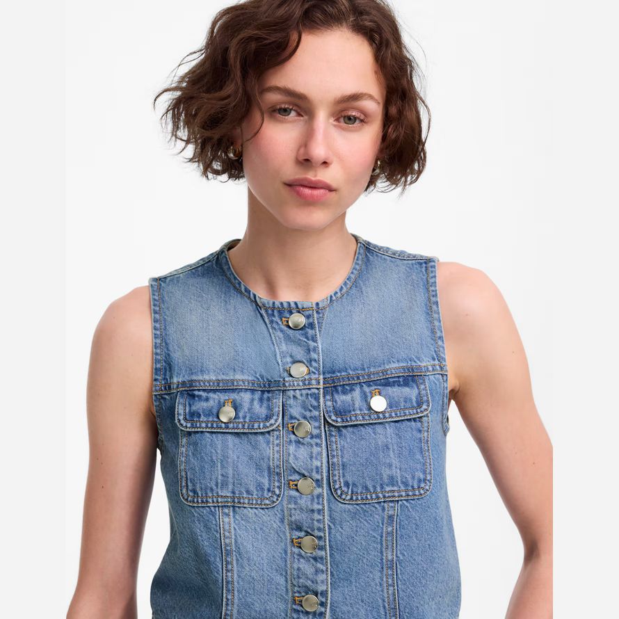 blue womens madewell recadrée aéré denim vest