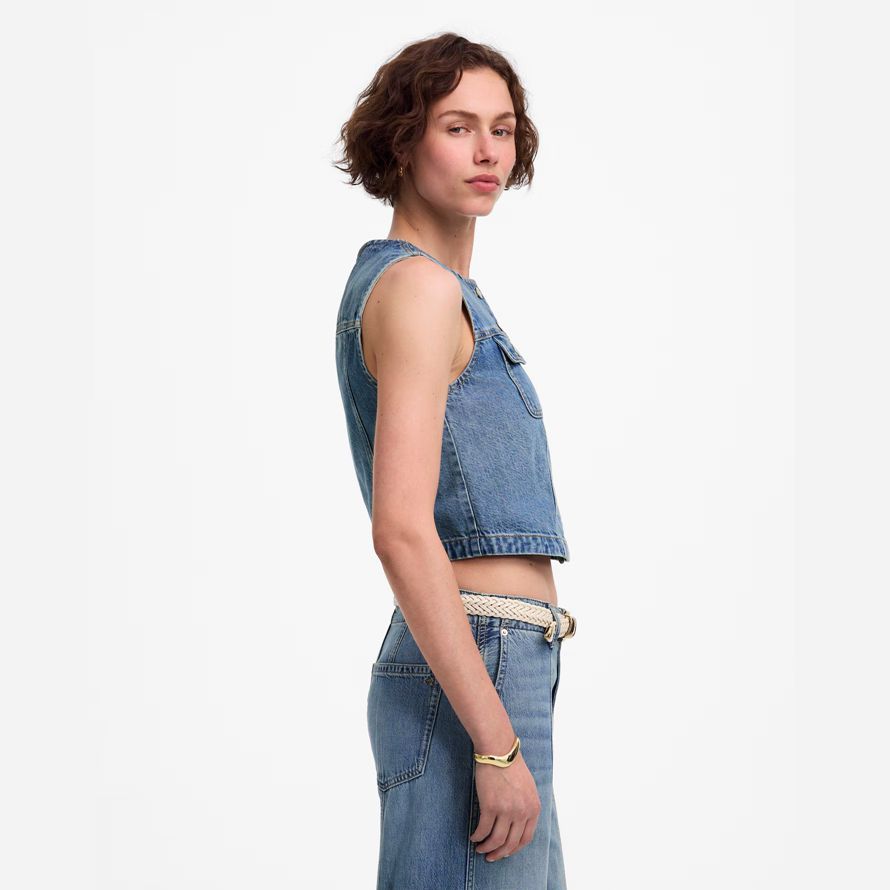 blue womens madewell recadrée aéré denim vest