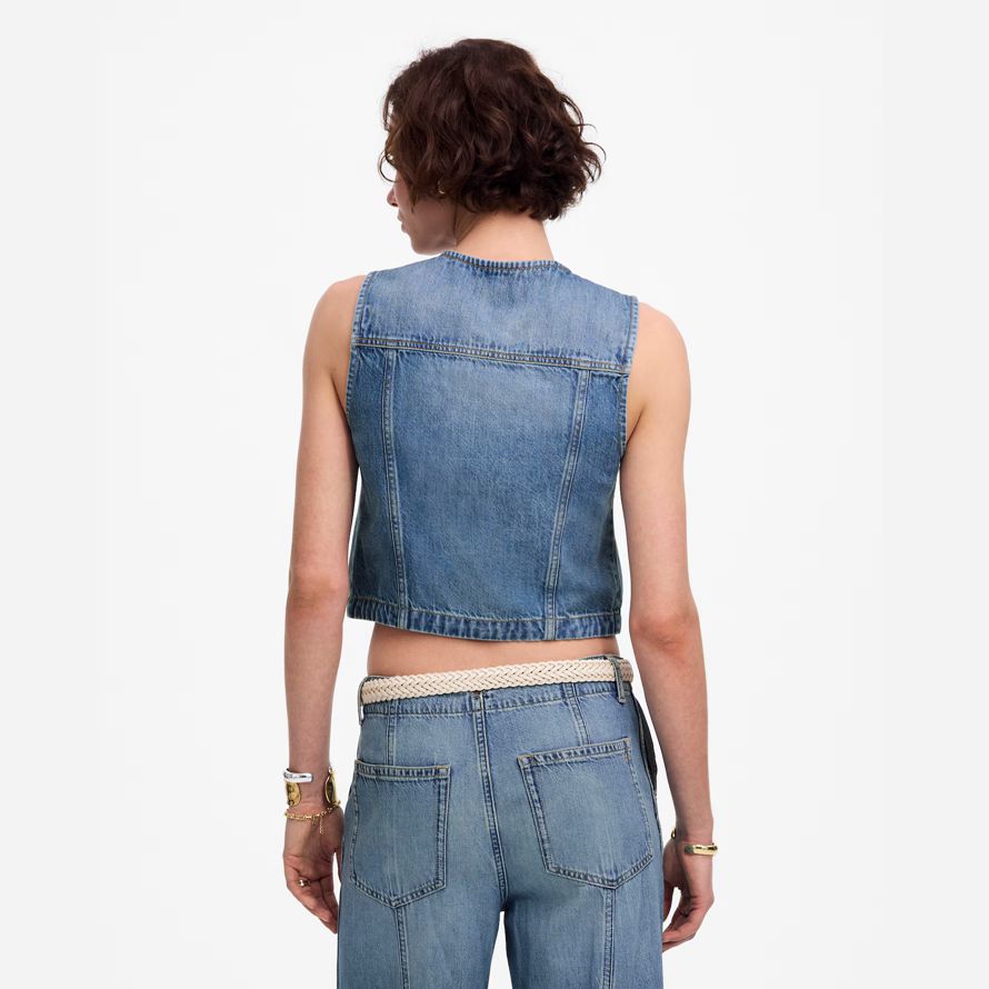 blue womens madewell recadrée aéré denim vest
