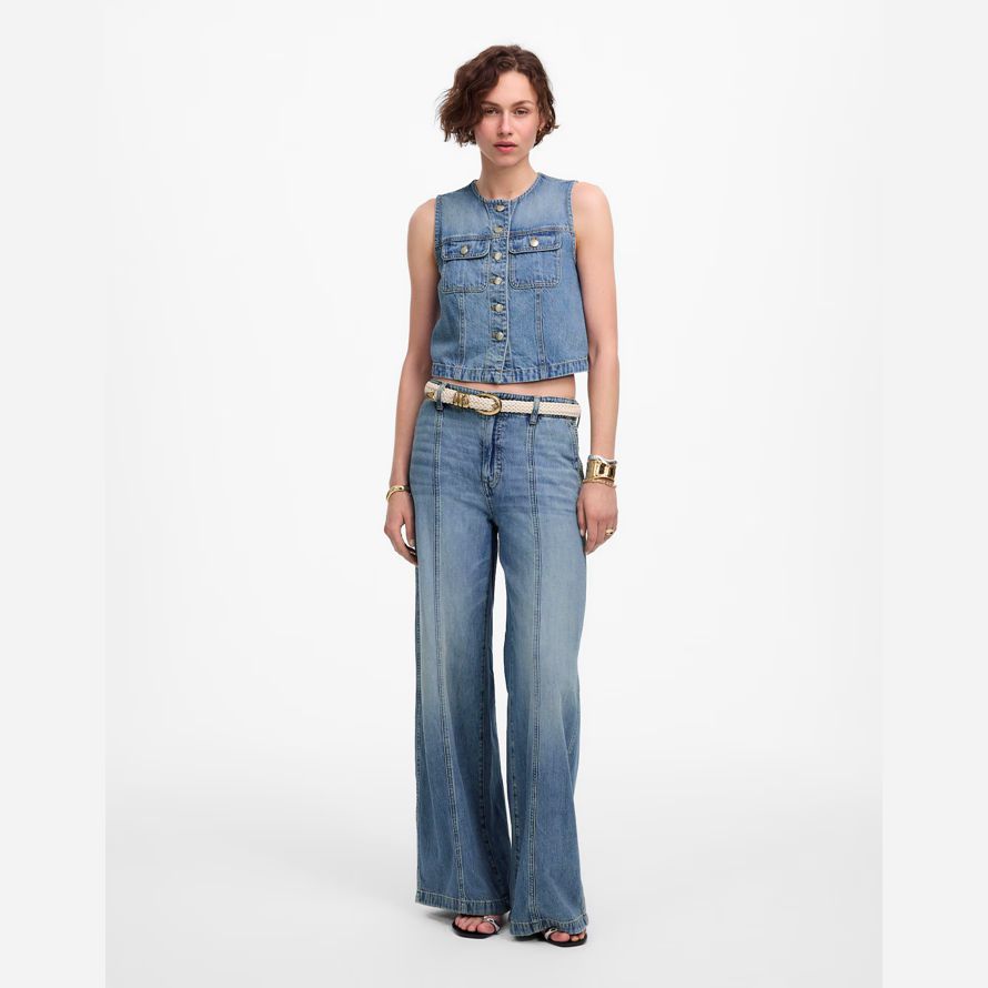 blue womens madewell recadrée aéré denim vest
