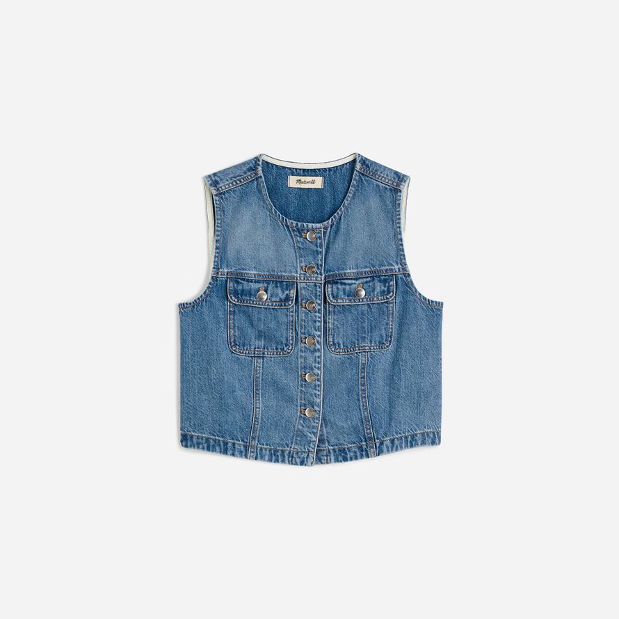 blue womens madewell recadrée aéré denim vest