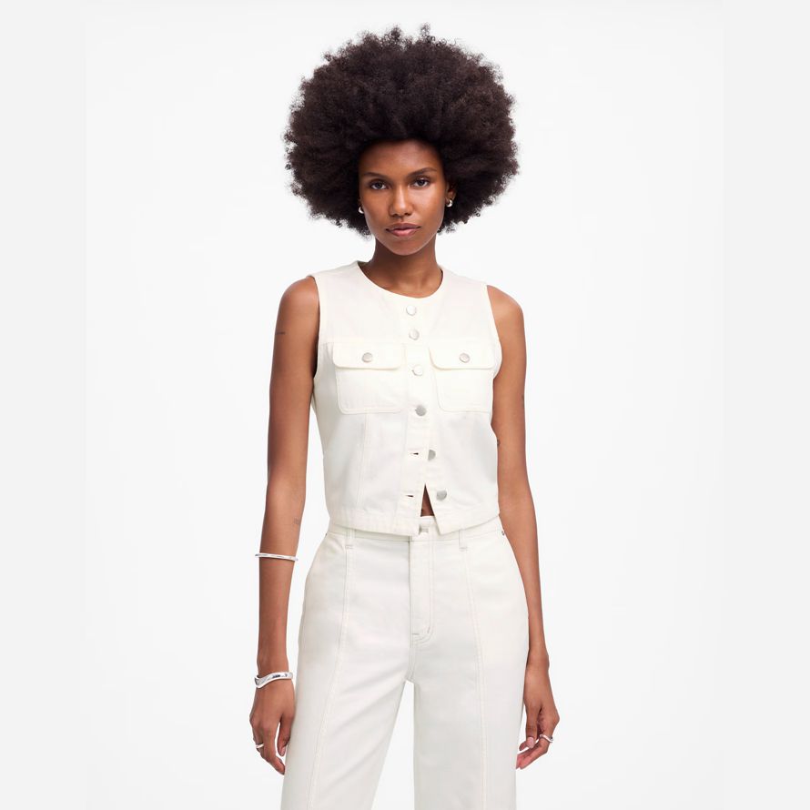madewell recadrée aéré denim womens vest blanc