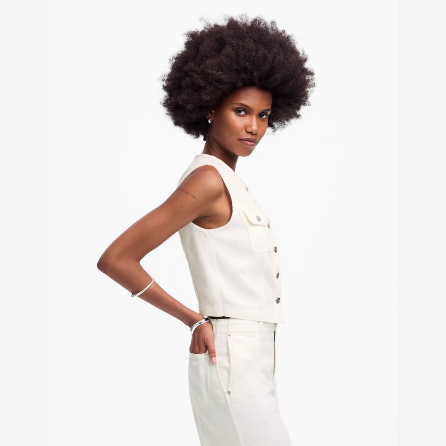 madewell recadrée aéré denim womens vest blanc