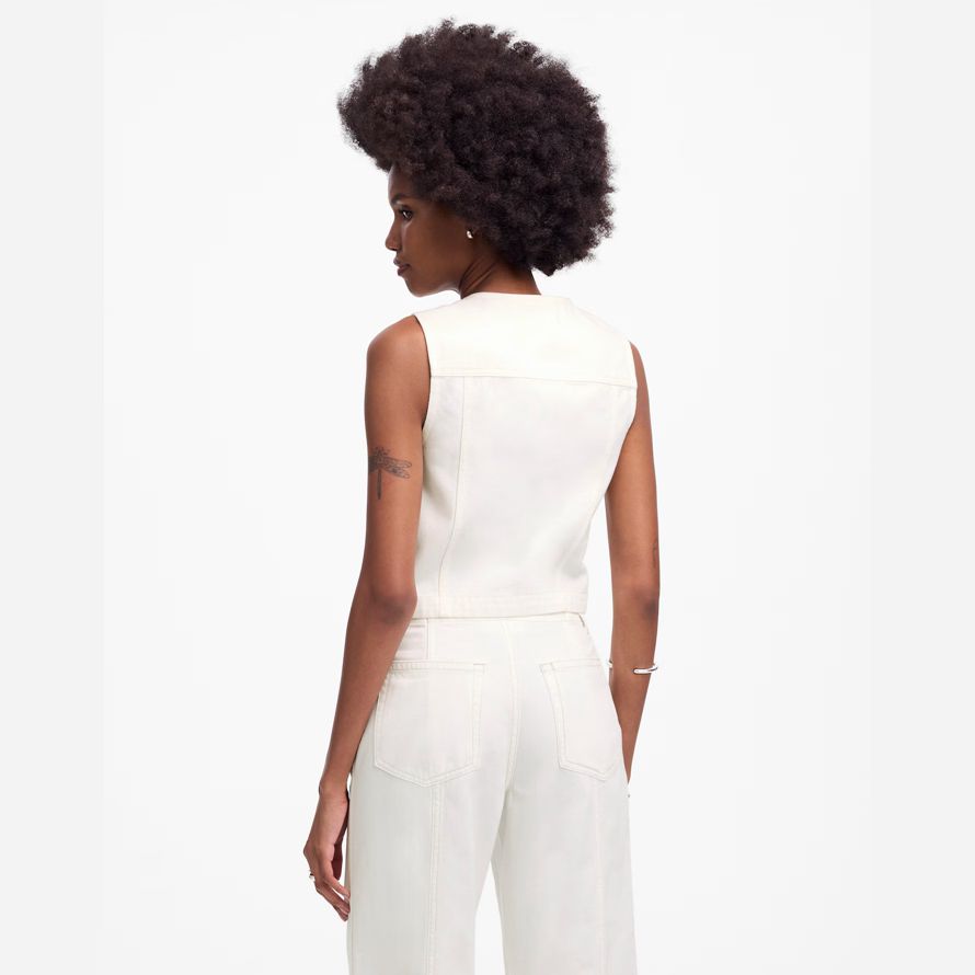 madewell recadrée aéré denim womens vest blanc