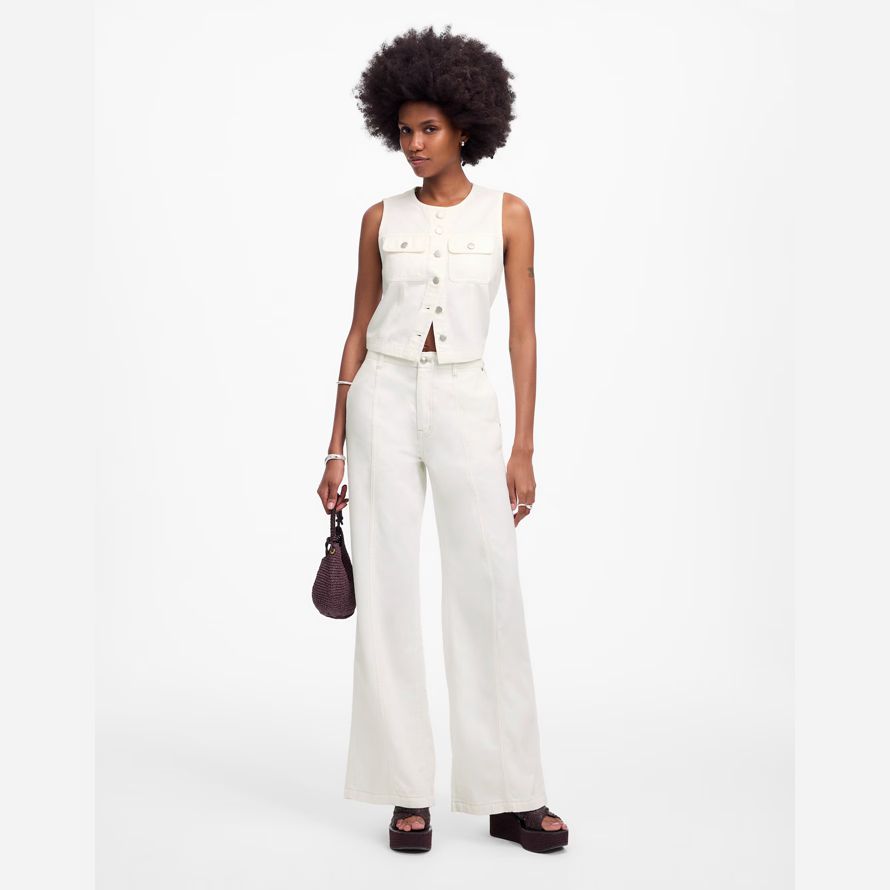 madewell recadrée aéré denim womens vest blanc
