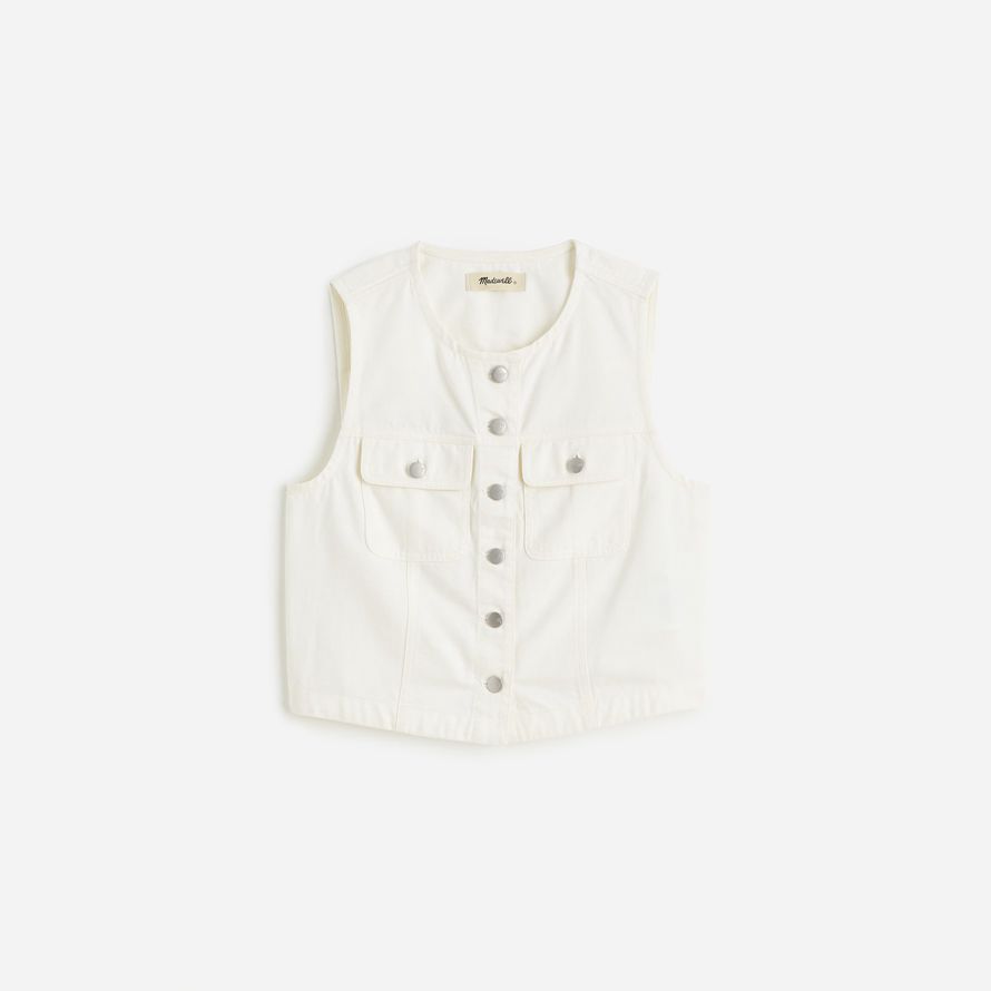 madewell recadrée aéré denim womens vest blanc