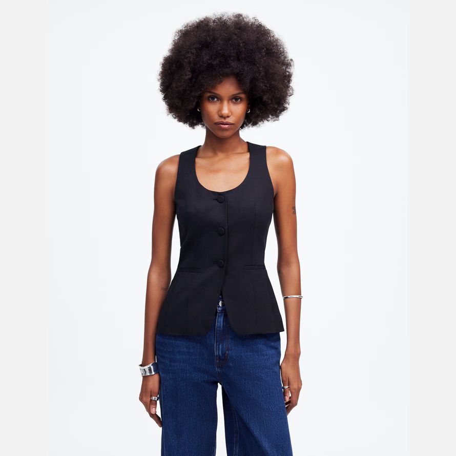 noir madewell scoopneck coupe womens vest