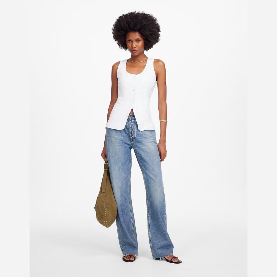 white womens madewell linge de scoopneck en coupe de la veste de