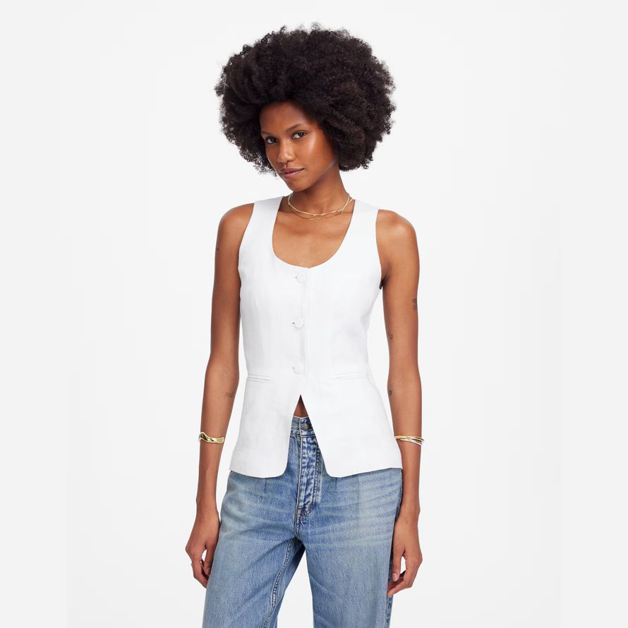 white womens madewell linge de scoopneck en coupe de la veste de