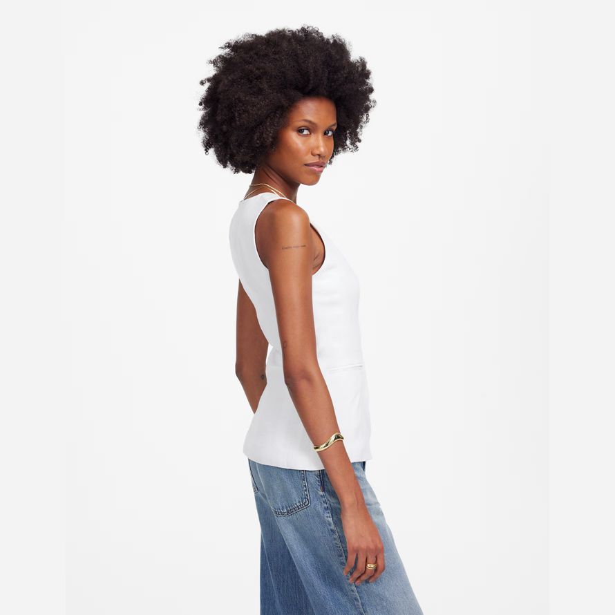 white womens madewell linge de scoopneck en coupe de la veste de